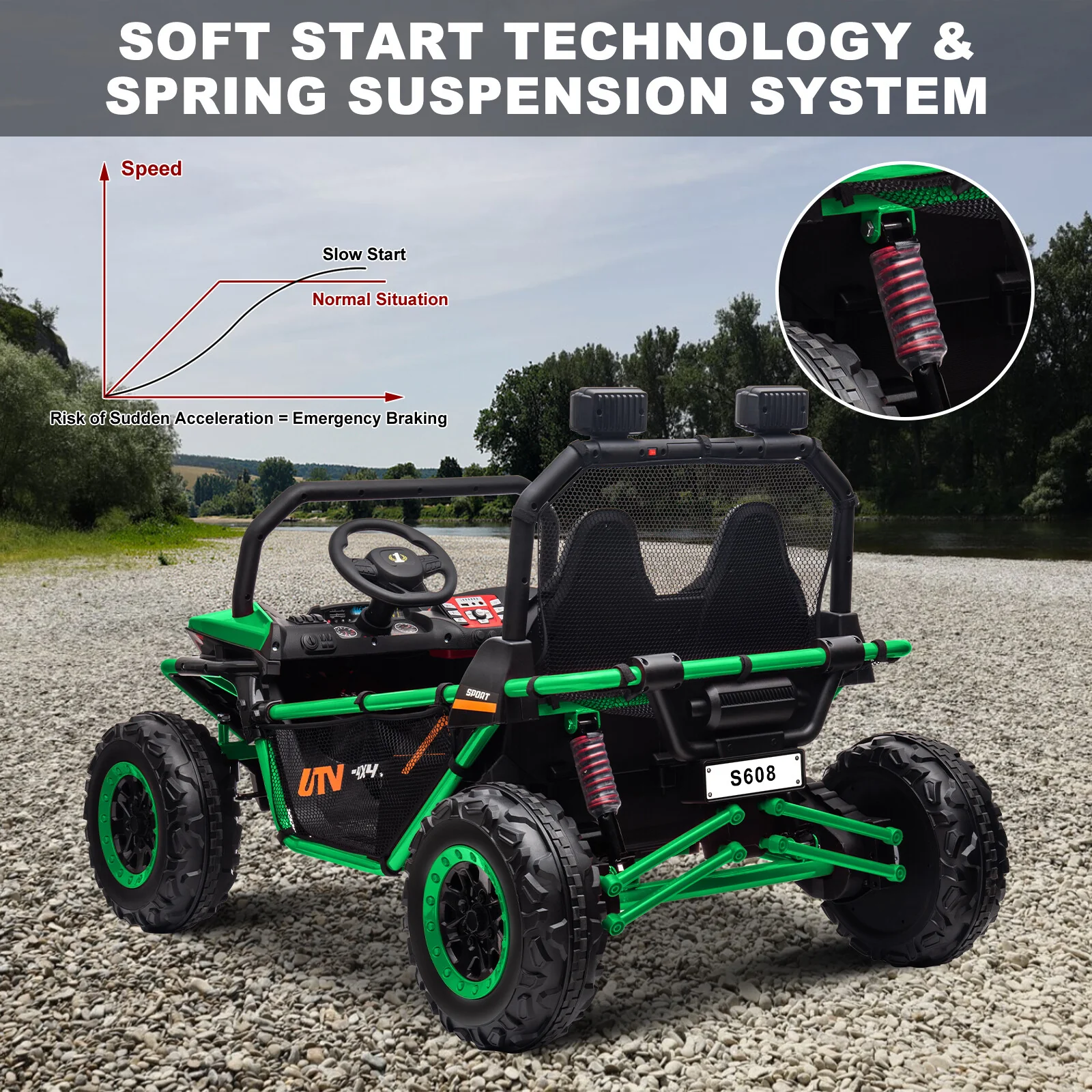 24V Kids 2-Seater Electric Ride-On UTV Truck with 4WD and 320W Motor, Remote Control - Image 45