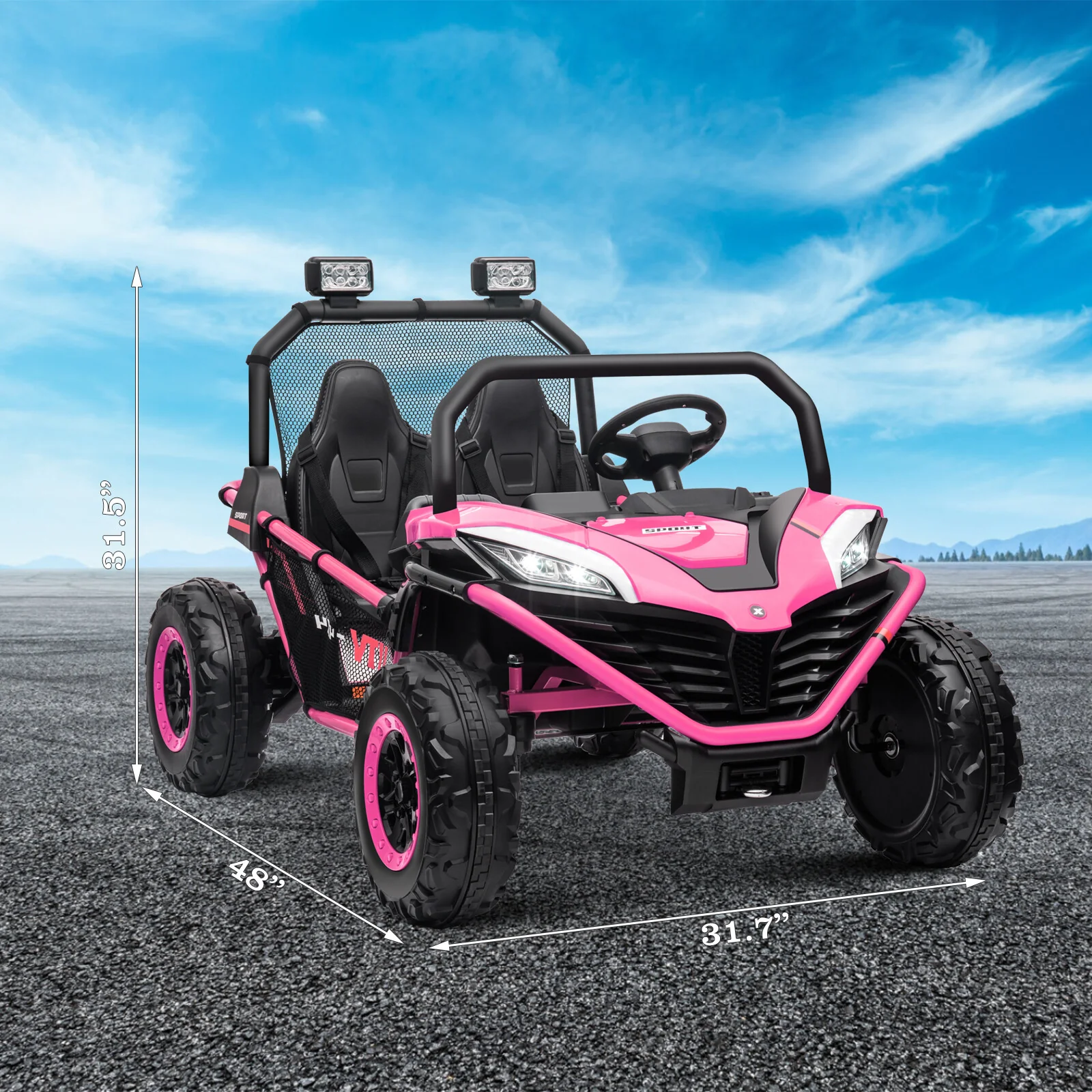 24V Kids 2-Seater Ride-On UTV Car with 400W Motor, Metal Frame, and EVA Wheels - Image 11