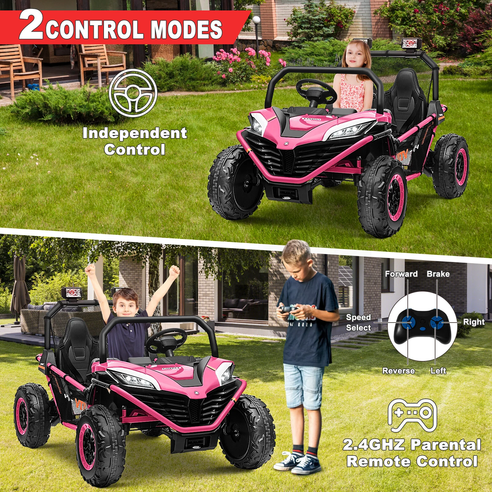 24V Electric Kids 2-Seater Ride-On UTV Truck with 300W Motor, EVA Wheels, and Remote Control - Image 3