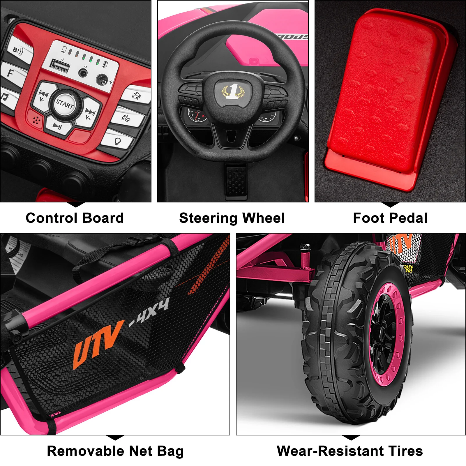 24V Electric Kids 2-Seater Ride-On UTV Truck with 300W Motor, EVA Wheels, and Remote Control - Image 6