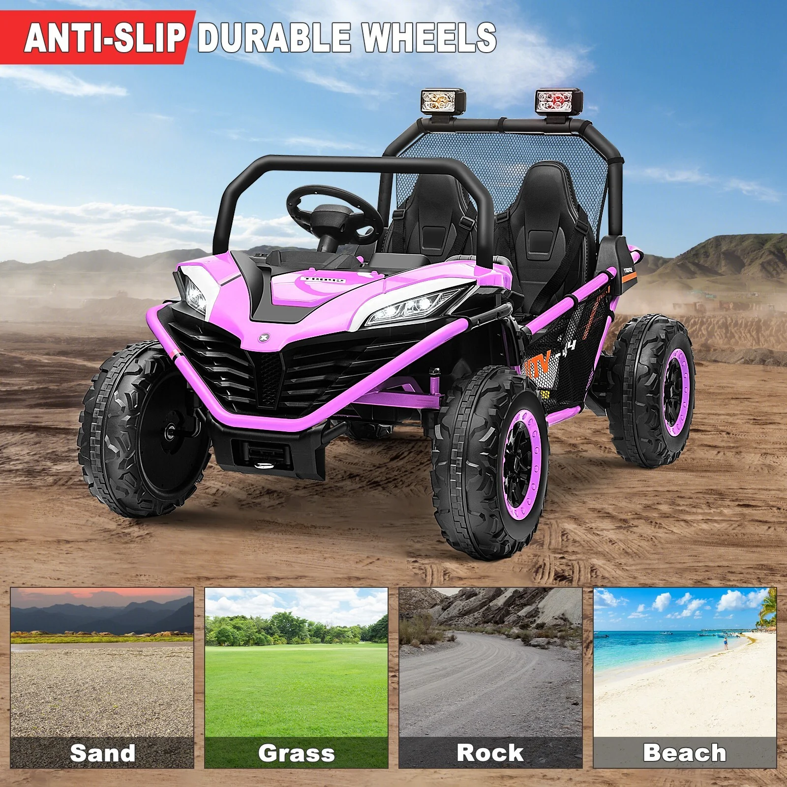 24V Kids 2-Seater Ride-On UTV Truck with 300W Motor, Remote Control, EVA Tires, Purple - Image 4
