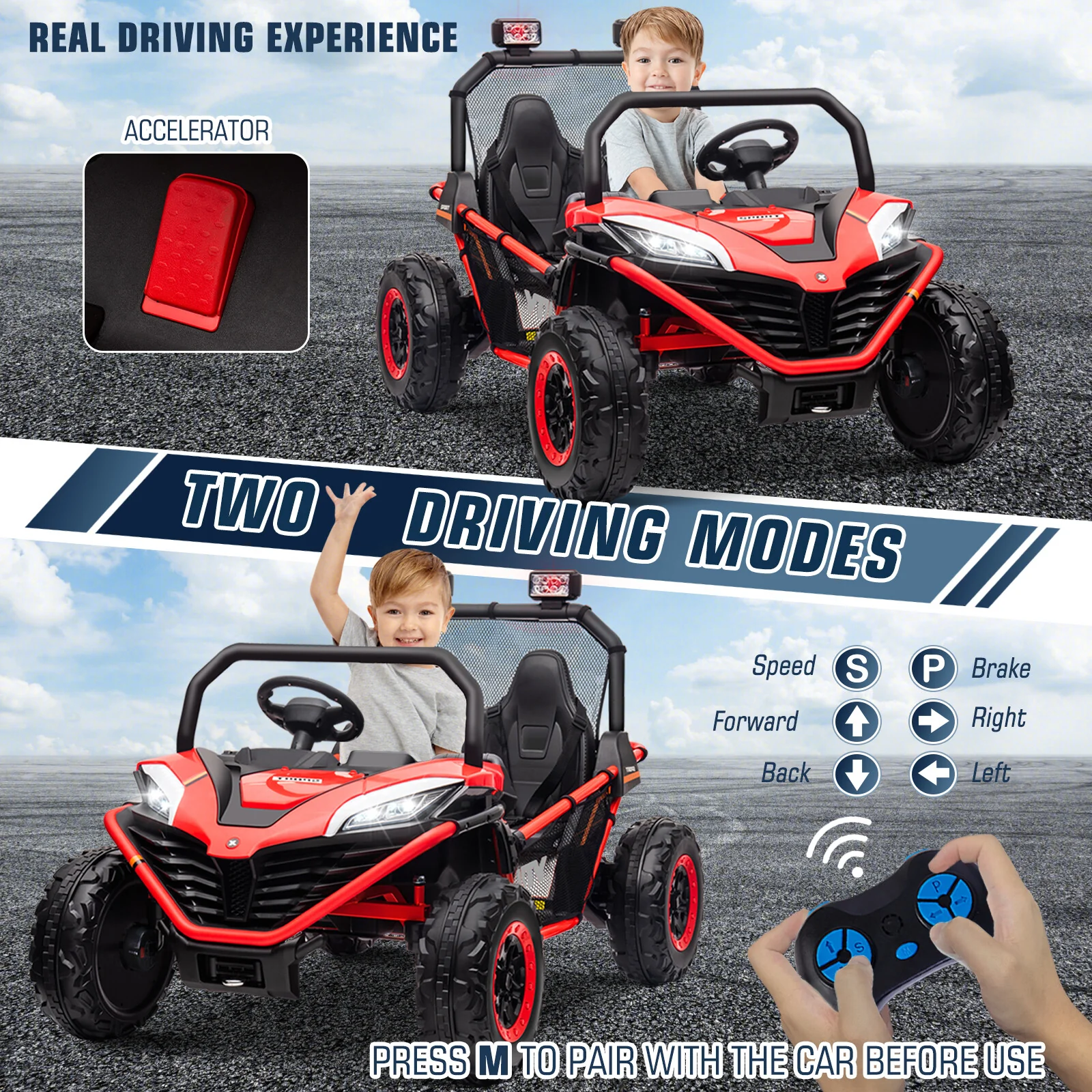 24V Electric Kids Ride-On UTV Truck with 2 Seats, 4WD and Remote Control, 4x80W Motors - Image 3