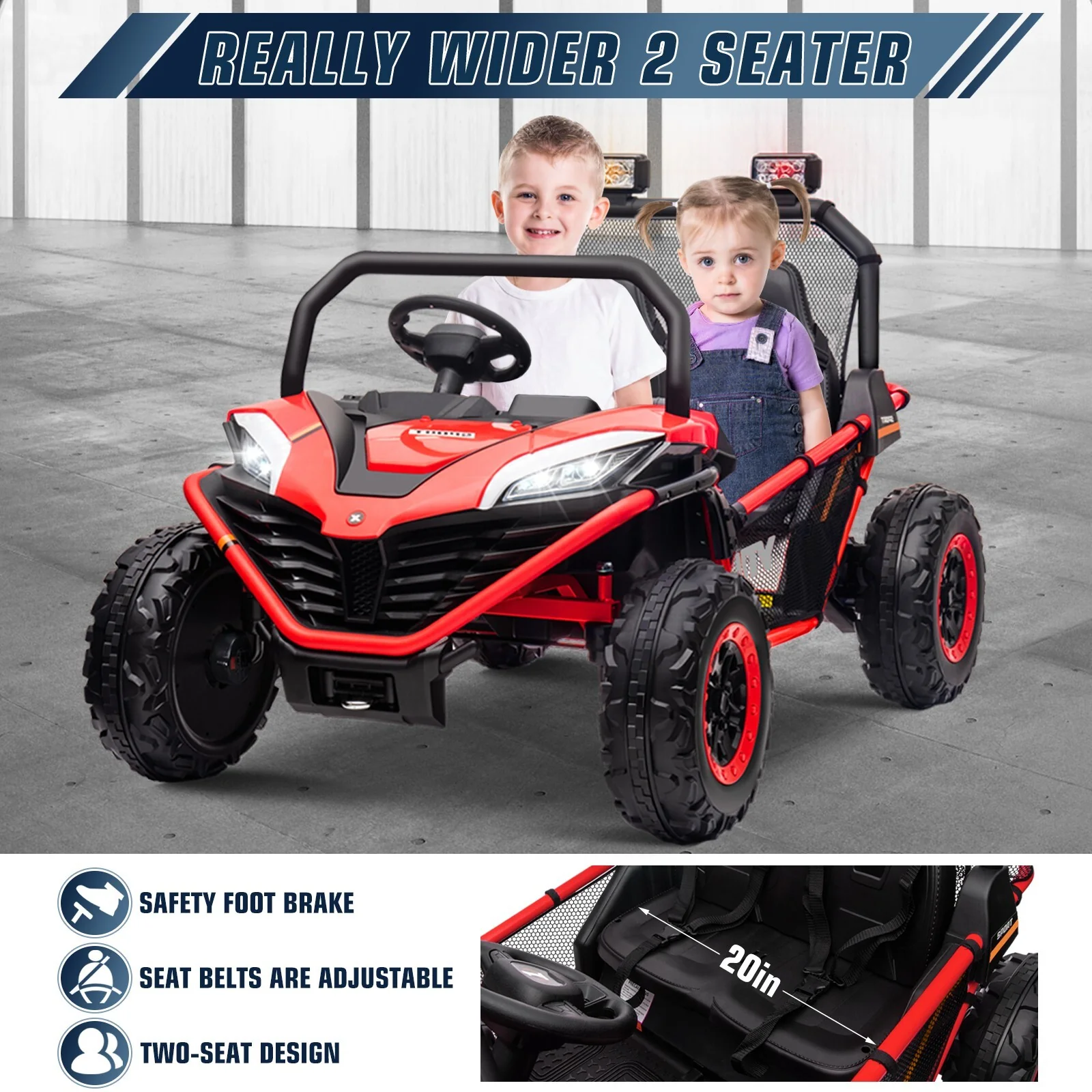 24V Electric Kids Ride-On UTV Truck with 2 Seats, 4WD and Remote Control, 4x80W Motor - Image 2