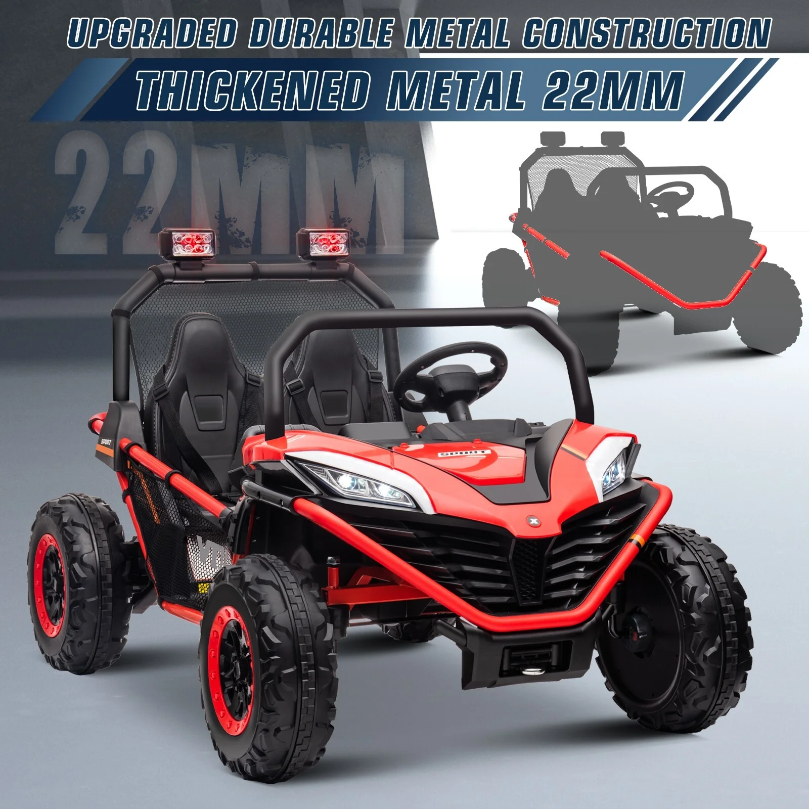 24V Electric Kids Ride-On UTV Truck with 2 Seats, 4WD and Remote Control, 4x80W Motor - Image 6