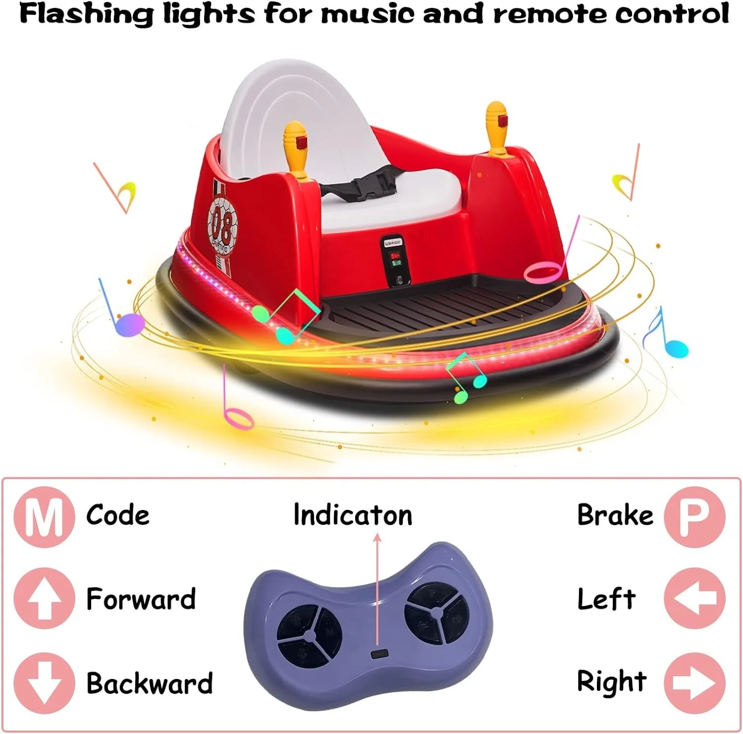 6V Electric Kids Ride-On Bumper Car with 360° Spin and Remote Control - Red Toddler Toy - Image 4
