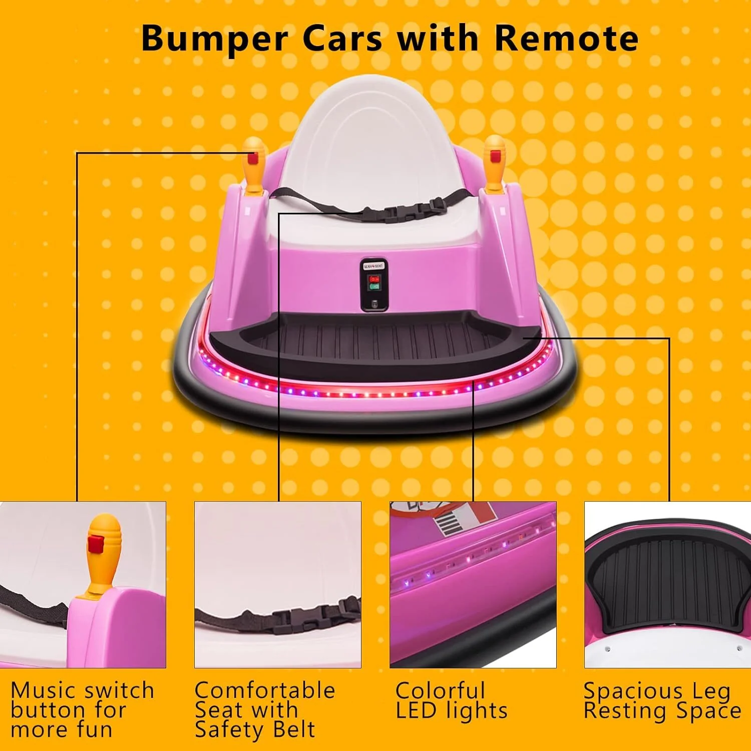 6V Electric Ride-On Bumper Car with Remote Control for Kids and Toddlers - Image 45