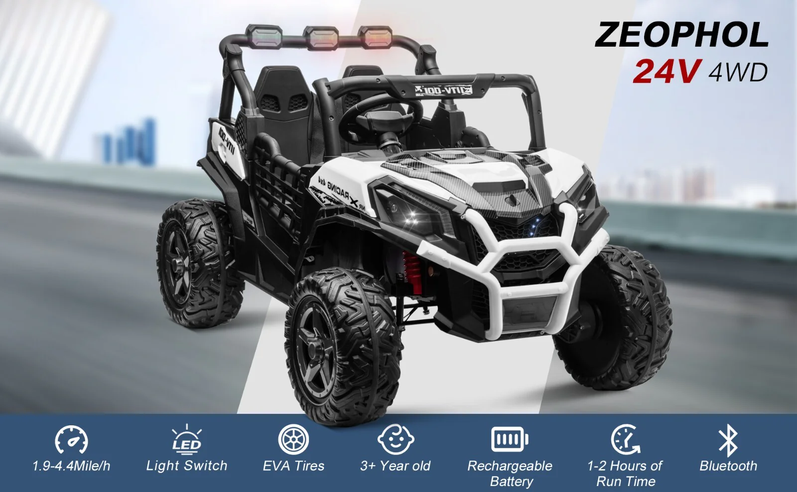 Electric Kids Ride-On 4WD/2WD UTV Truck with 24V Power, Bluetooth, and Music Features - Image 13