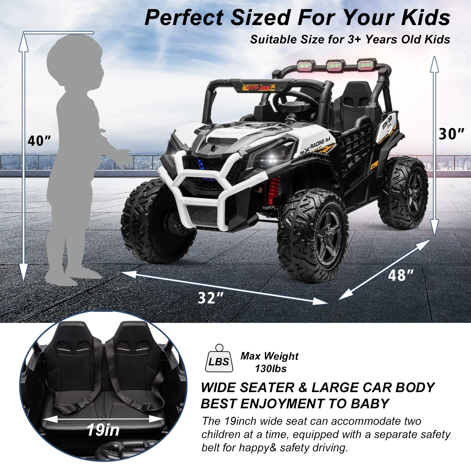 Electric Kids Ride-On 4WD/2WD UTV Truck with 24V Power, Bluetooth, and Music Features - Image 6