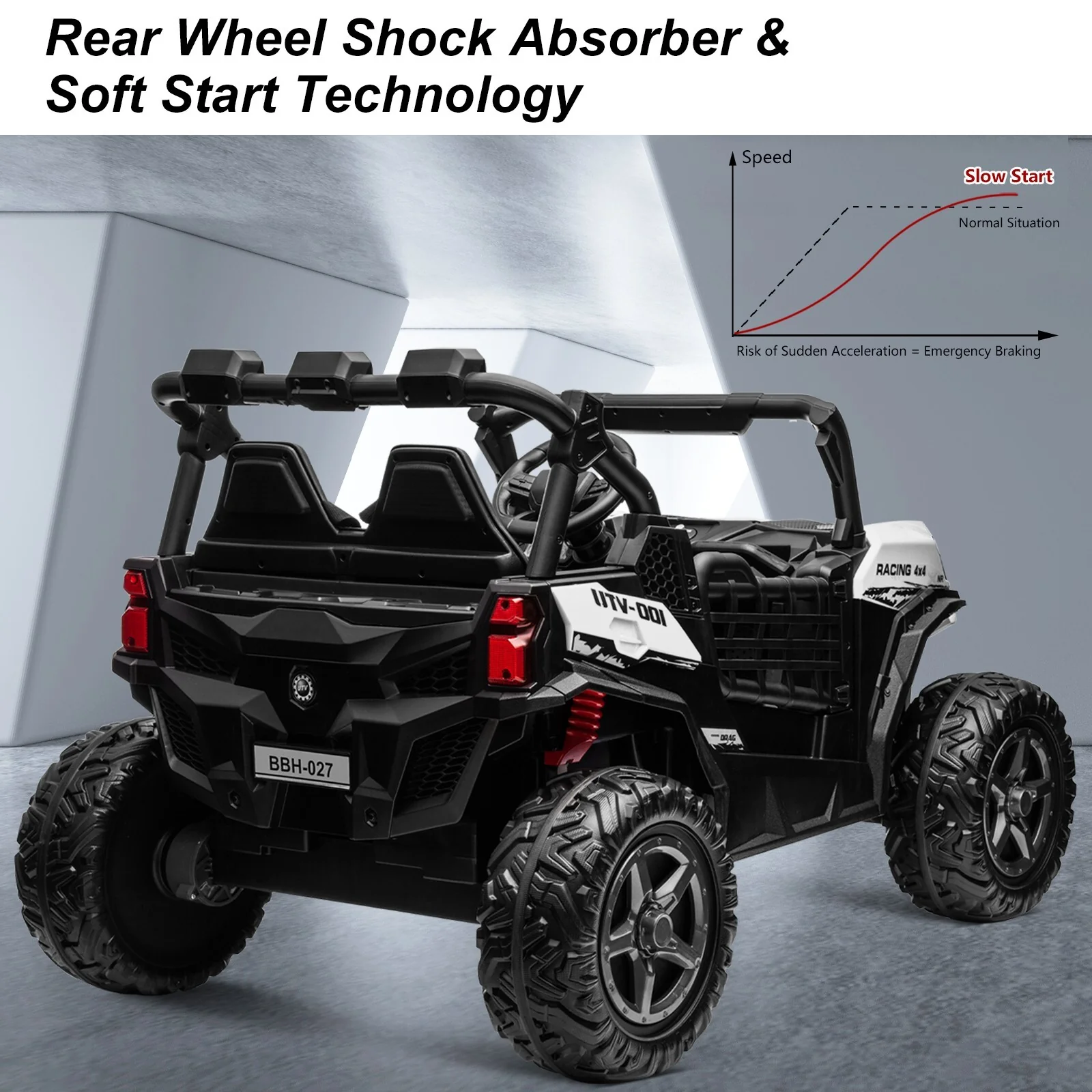 Electric Kids Ride-On 4WD/2WD UTV Truck with 24V Power, Bluetooth, and Music Features - Image 8