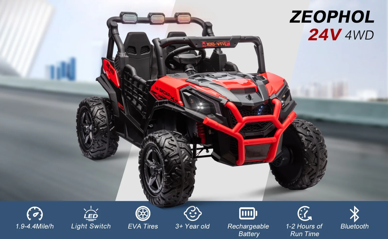 Kids Electric Ride-On UTV Truck 24V with 4WD/2WD and Remote Control Power Wheels - Image 11
