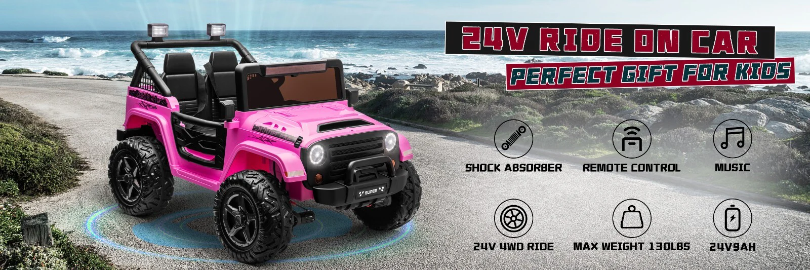 Kids Electric Ride-On Truck Car 24V 9AH Battery with 4WD/2WD Power - Purple - Image 12