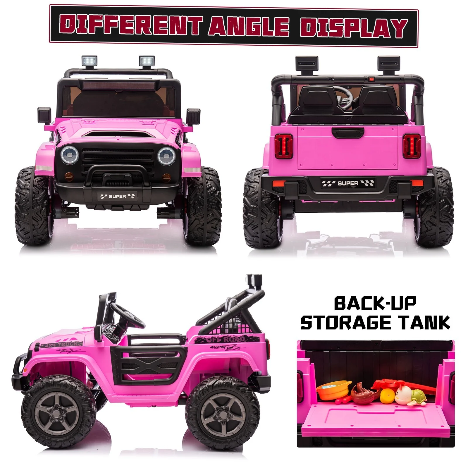 Kids Electric Ride-On Truck Car 24V 9AH Battery with 4WD/2WD Power - Purple - Image 8