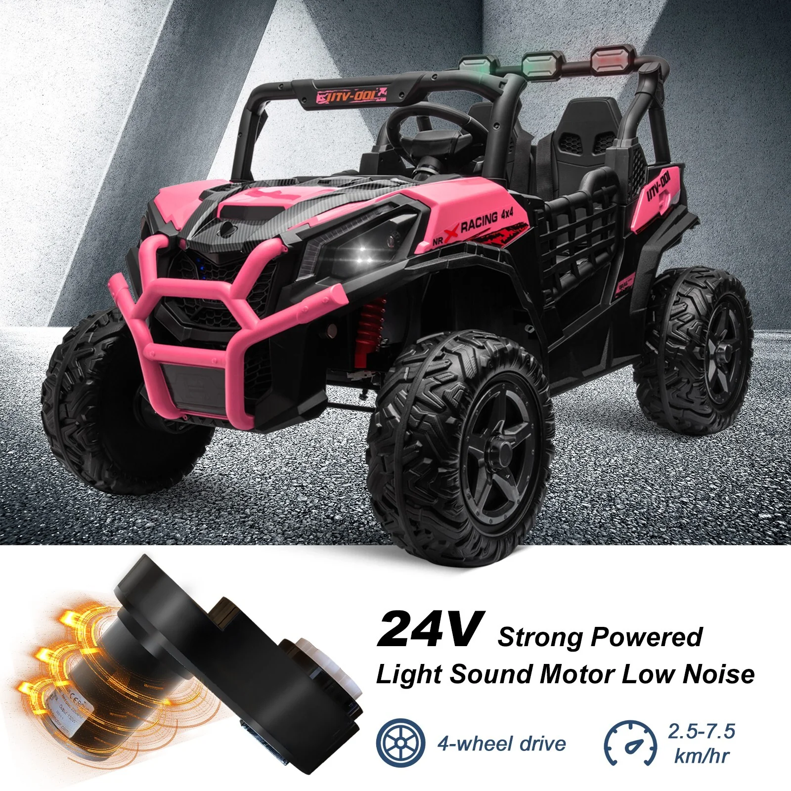 Kids Electric Ride-On UTV Truck with 24V Power, 4WD/2WD and Remote Control - Image 8