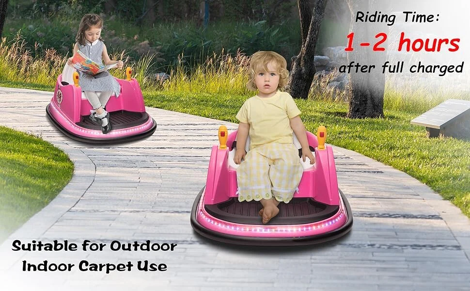 12V Kids Ride-On Bumper Car with Remote Control and 360° Spin Toddler Toy Pink - Image 9