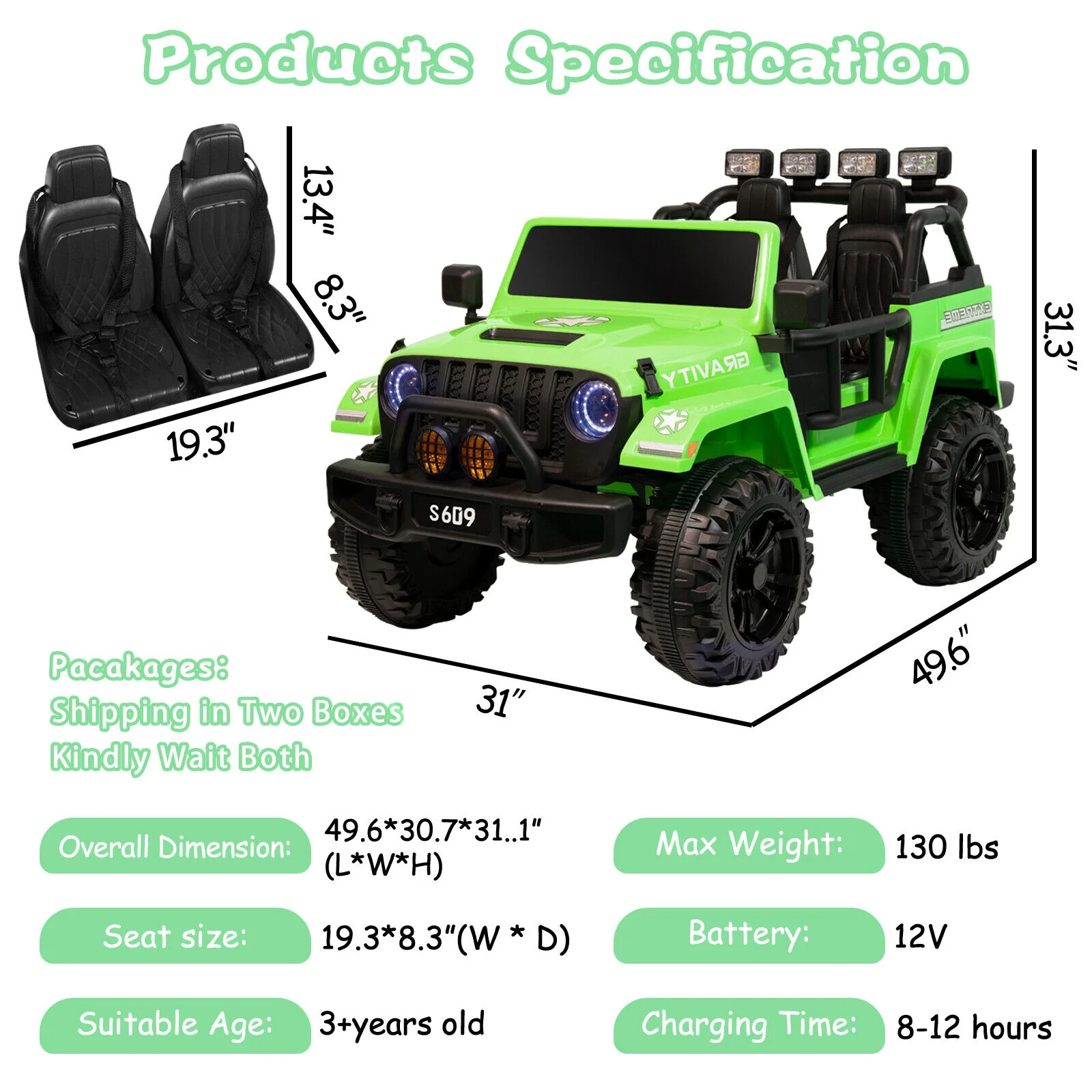 Kids 12V Electric Ride-On Jeep Truck with Remote Control and Powerful Battery - Image 4
