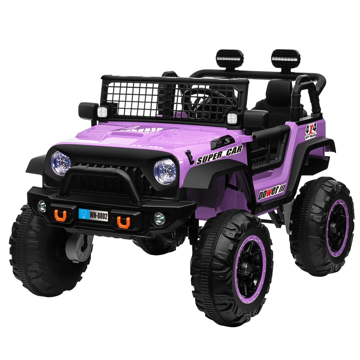 24V Electric Kids Ride-On Car with 2 Seats and 4WD/2WD Switch - Purple - Image 16