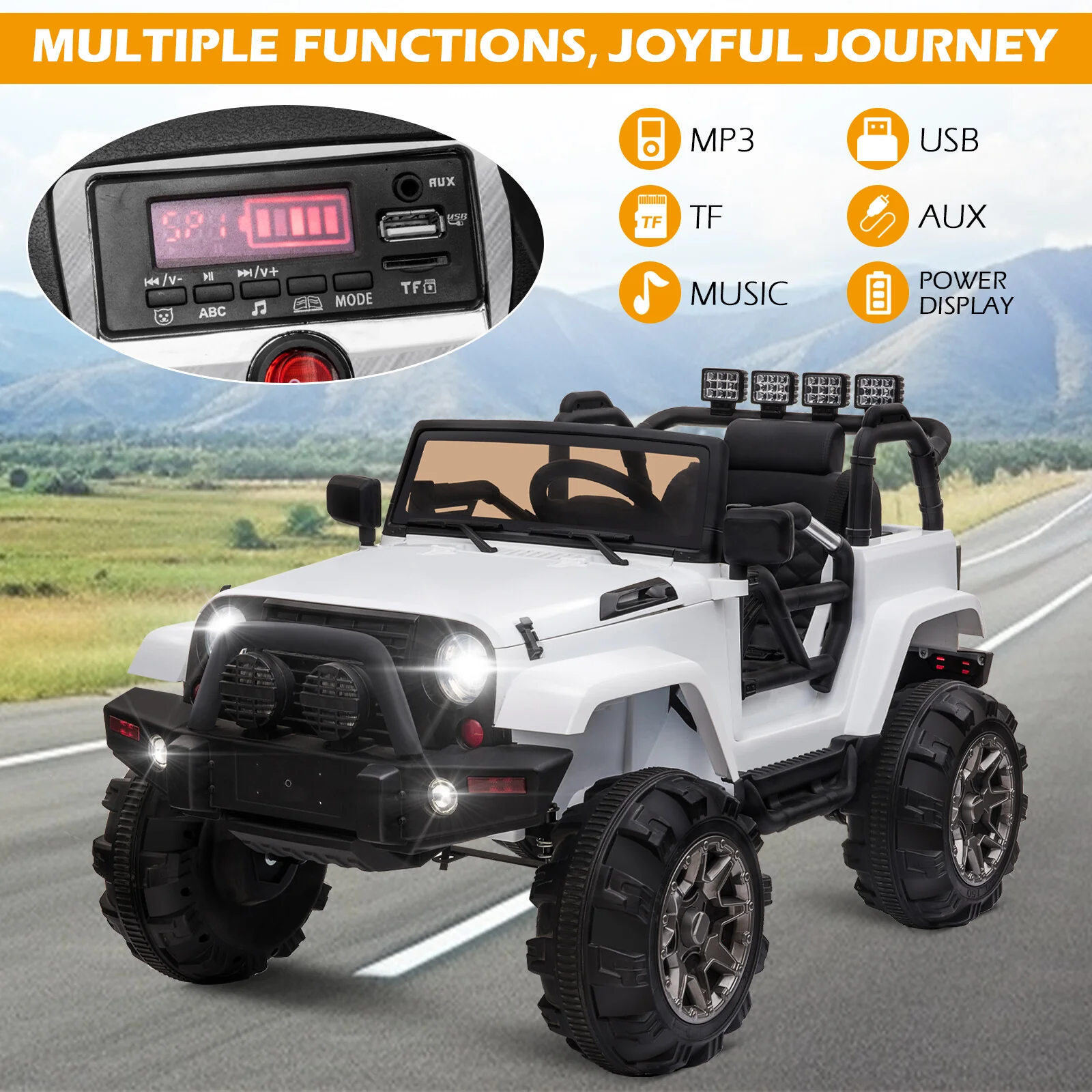 12V Kids Ride-On Jeep Truck Car with Remote Control and 3 Speed Settings - Image 6