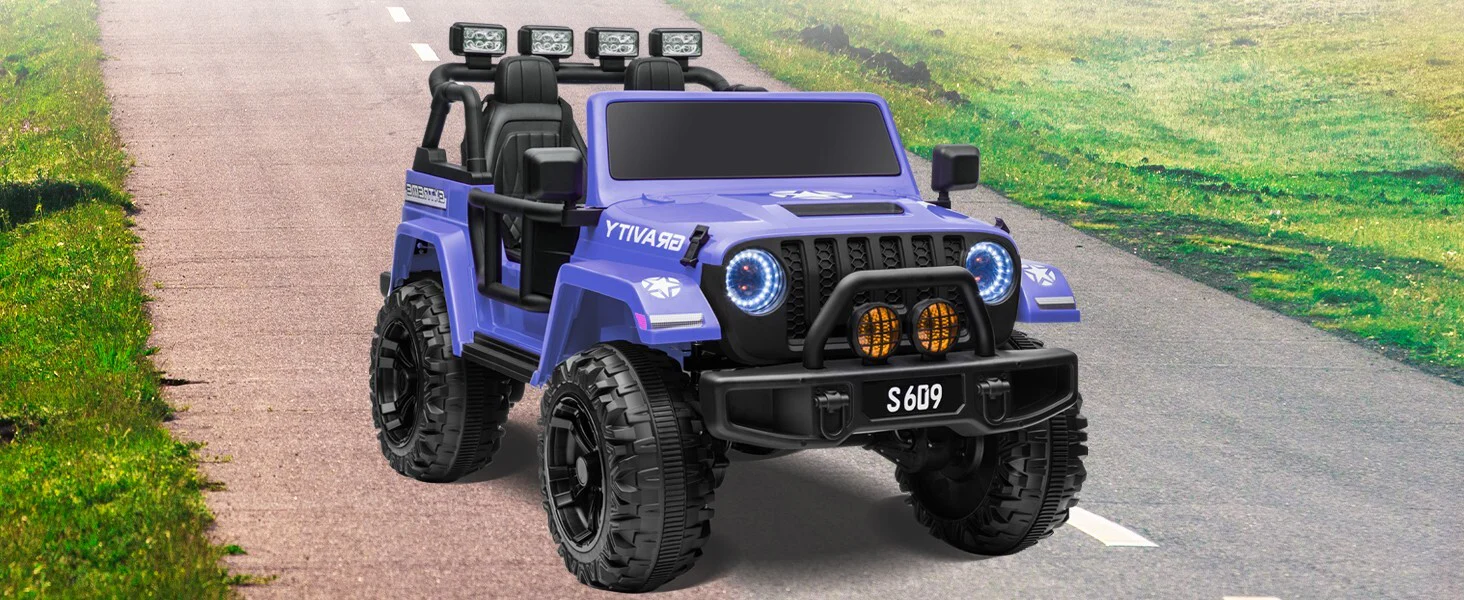 12V Electric Ride-On Jeep Truck for Kids with 2 Seats, 3 Speeds, and Remote Control, Blue - Image 17