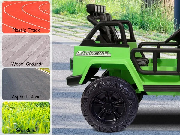 12V Electric Ride-On Jeep Truck for Kids 2-Seater with 3 Speeds Green - Image 10