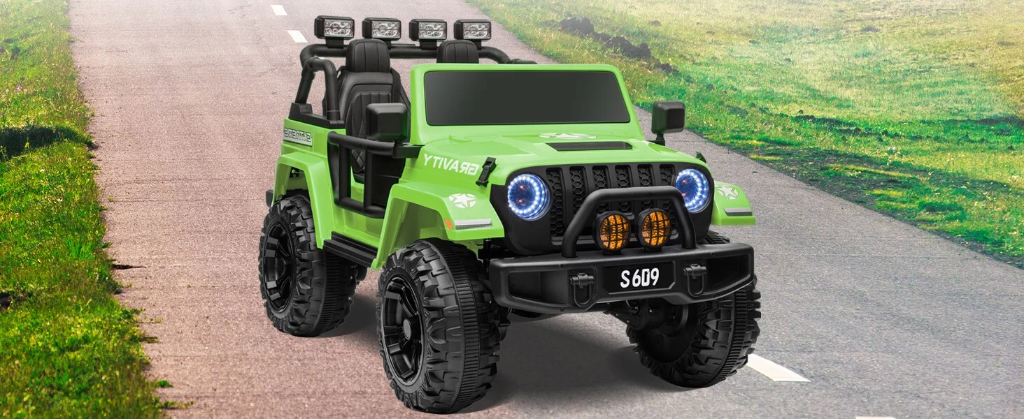 12V Electric Ride-On Jeep Truck for Kids 2-Seater with 3 Speeds Green - Image 16