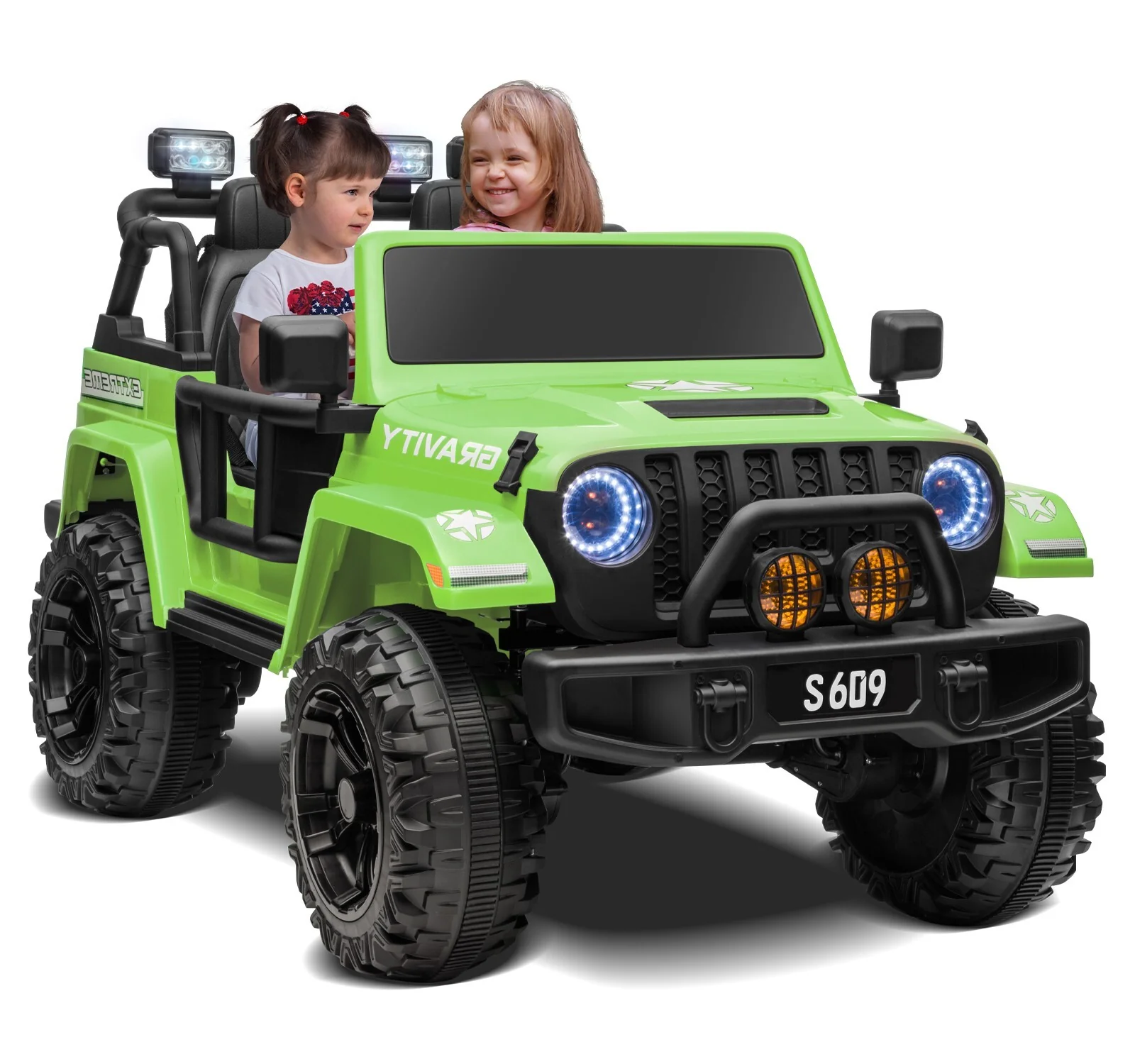 12V Electric Ride-On Jeep Truck for Kids 2-Seater with 3 Speeds Green - Image 17