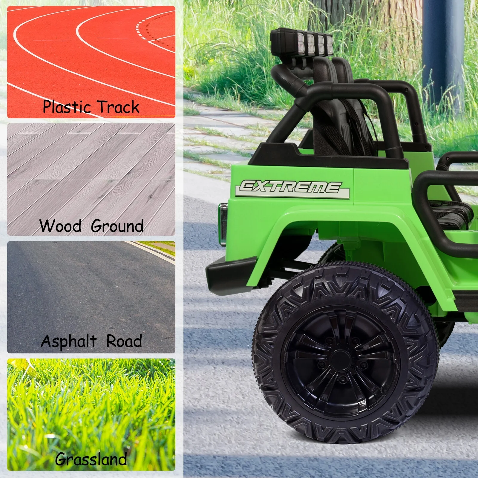 12V Electric Ride-On Jeep Truck for Kids 2-Seater with 3 Speeds Green - Image 5