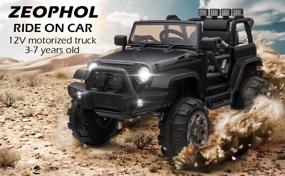 12V Electric Ride-On Jeep Truck for Kids with Remote Control and 3 Speed Settings - Image 15
