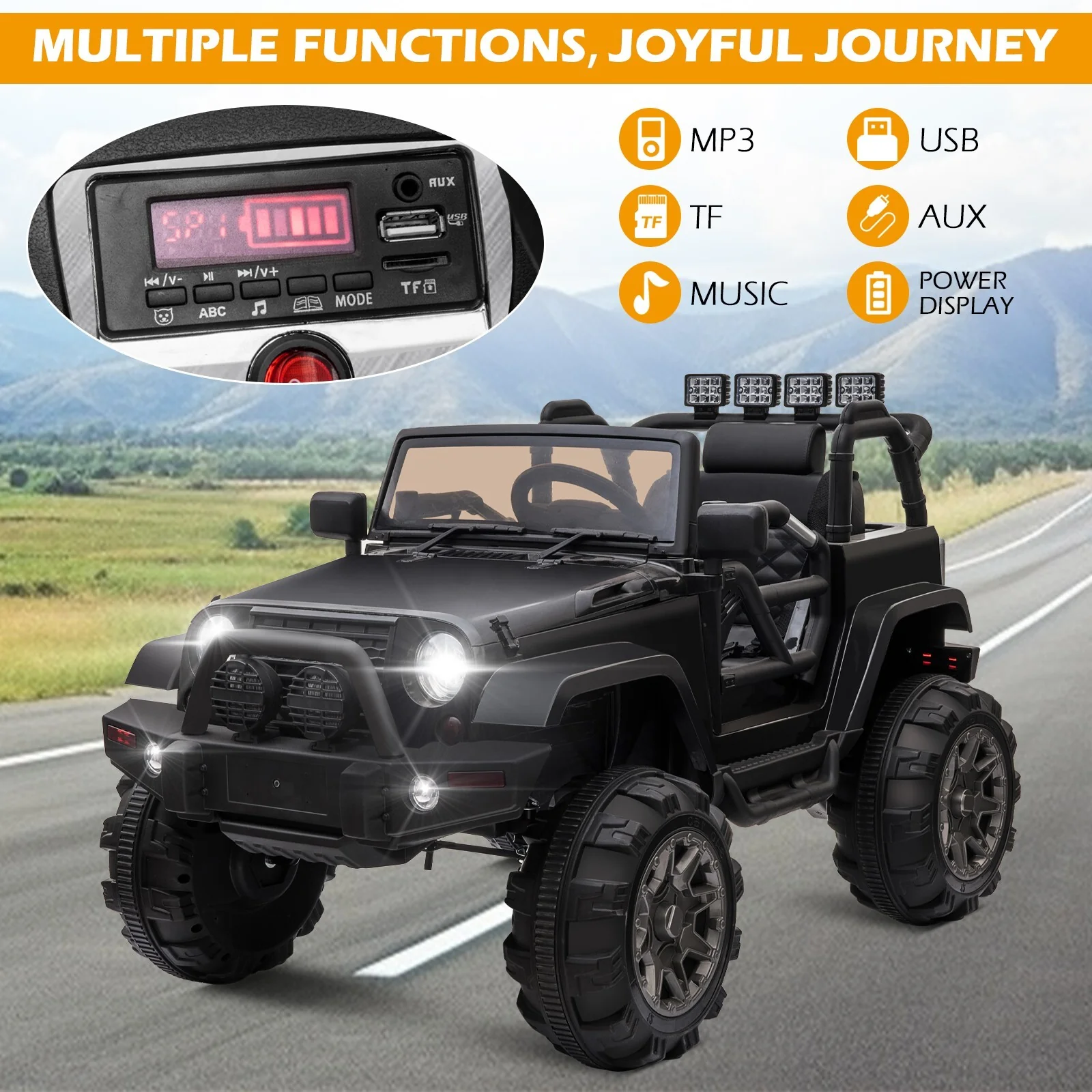 12V Electric Ride-On Jeep Truck for Kids with Remote Control and 3 Speed Settings - Image 6