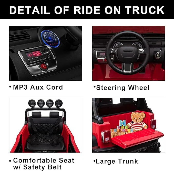 12V Electric Ride-On Pickup Truck for Kids with 3 Speeds and Remote Control - Image 4
