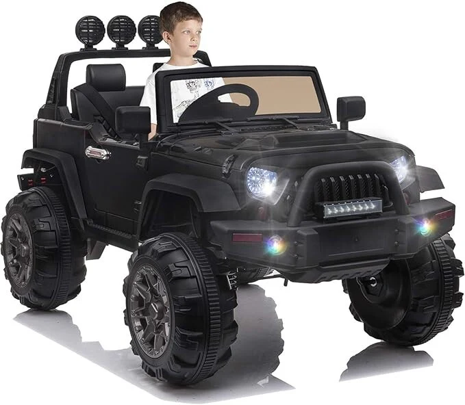 12V Electric Ride-On Pickup Truck for Kids with 3 Speeds and Remote Control, Black - Image 4