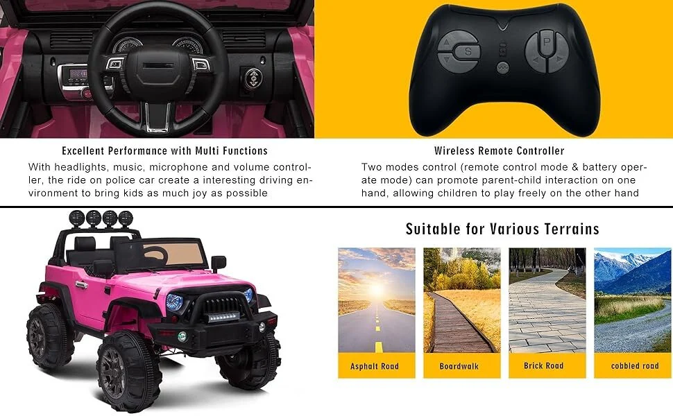12V Electric Ride-On Pickup Truck for Kids with 3 Speeds and Remote Control, Black - Image 9