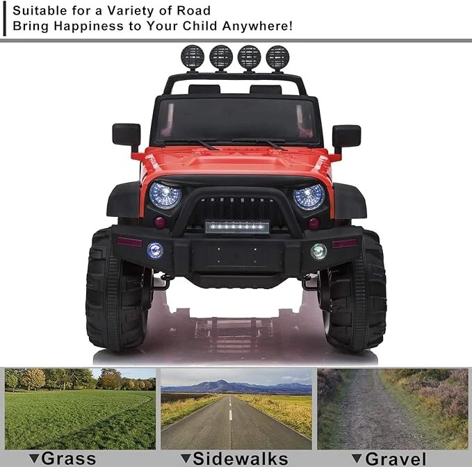 12V Electric Ride-On Kids Pickup Truck with 3 Speeds and Remote Control - Red - Image 6