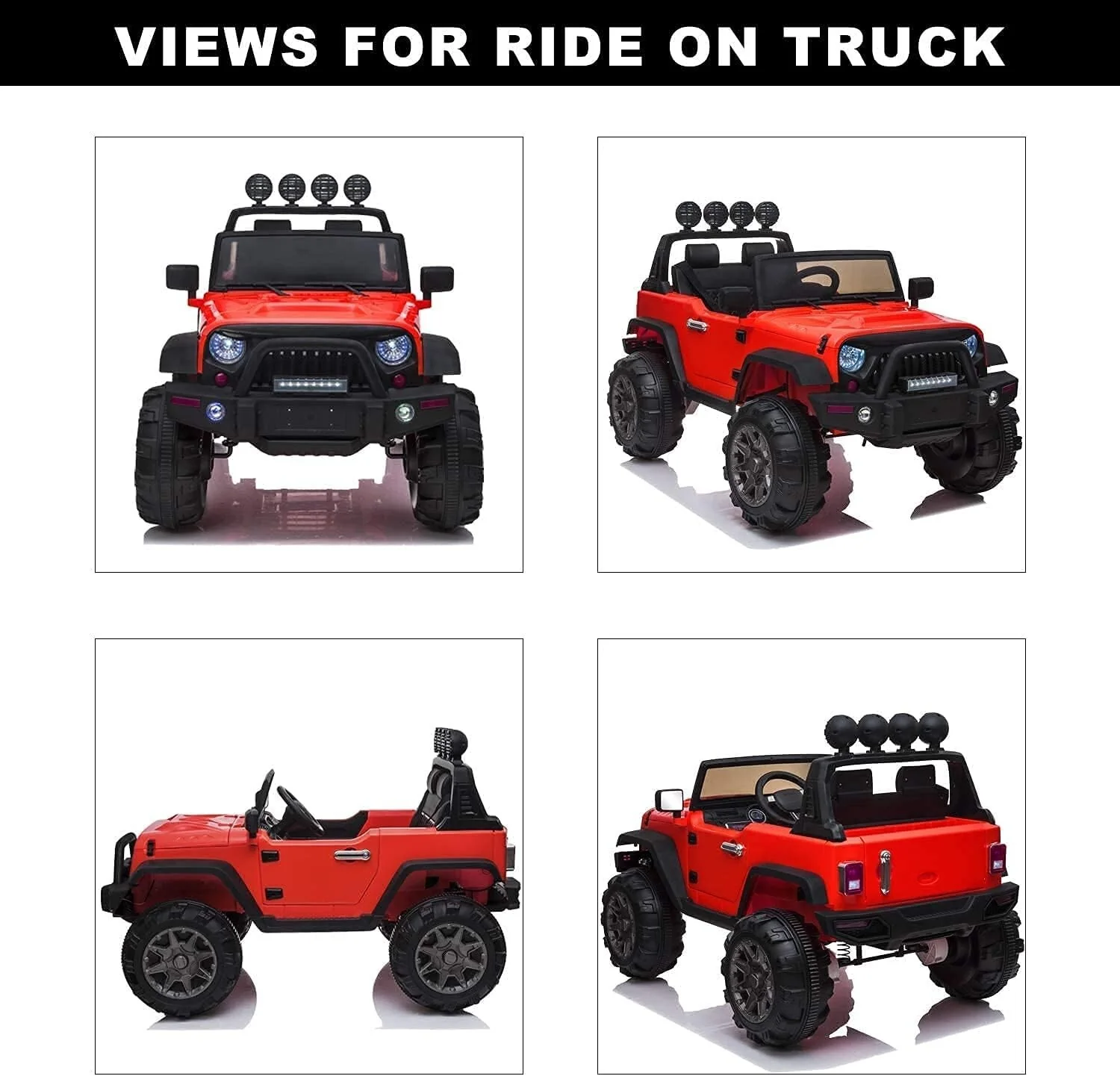 12V Electric Ride-On Kids Pickup Truck with 3 Speeds and Remote Control - Red - Image 3