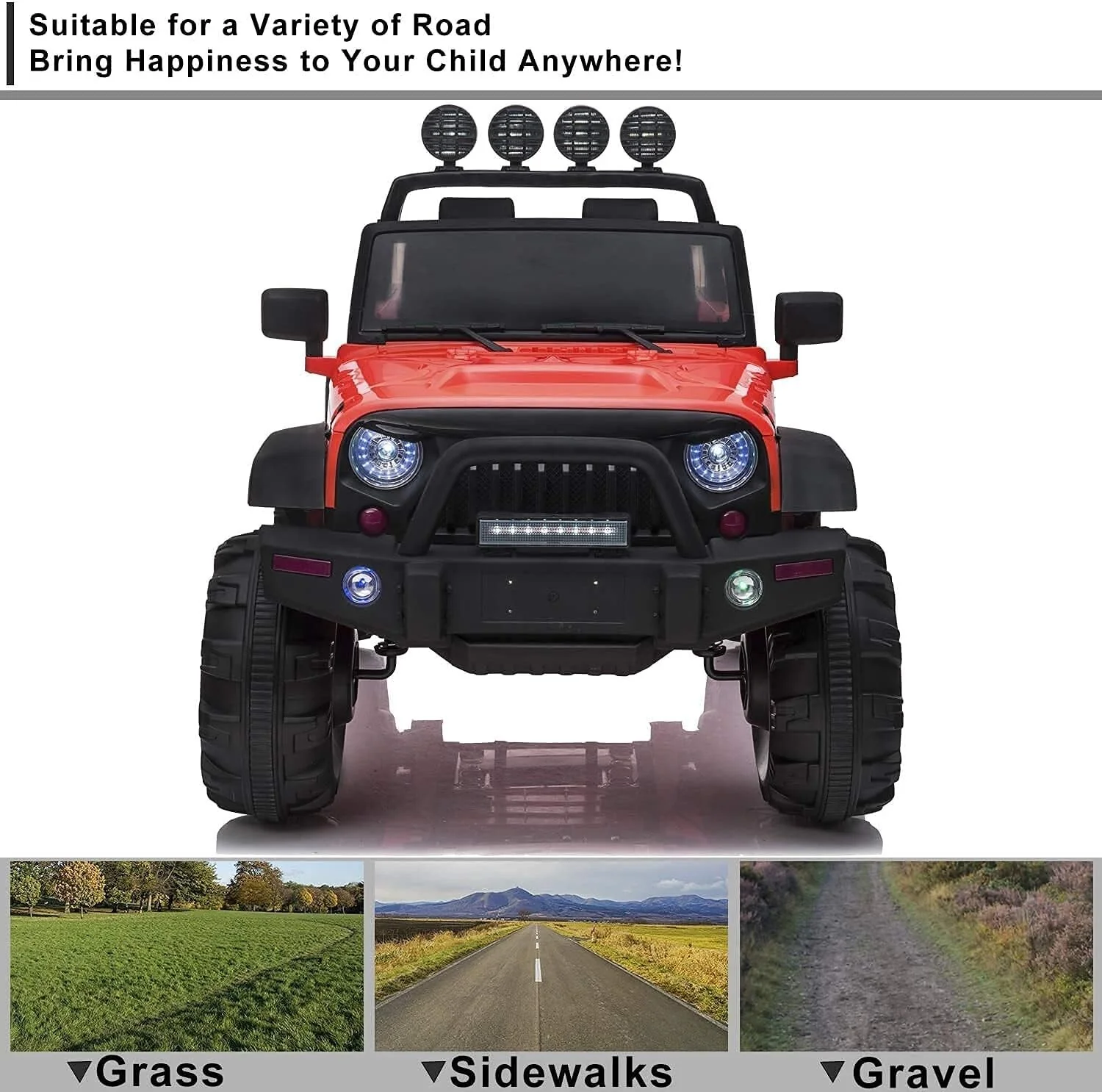 12V Electric Ride-On Kids Pickup Truck with 3 Speeds and Remote Control - Red - Image 4