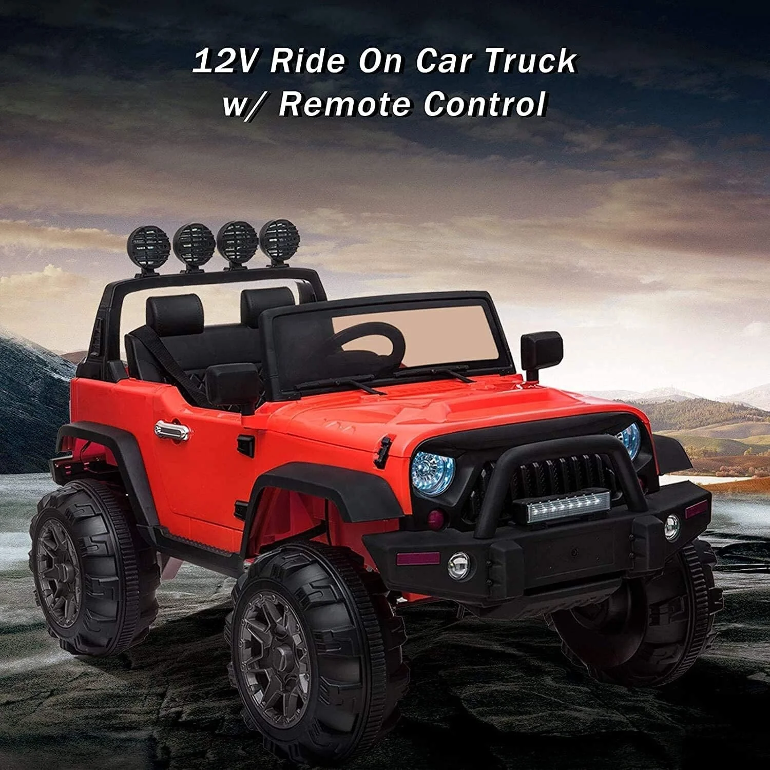 12V Electric Ride-On Kids Pickup Truck with 3 Speeds and Remote Control - Red - Image 7