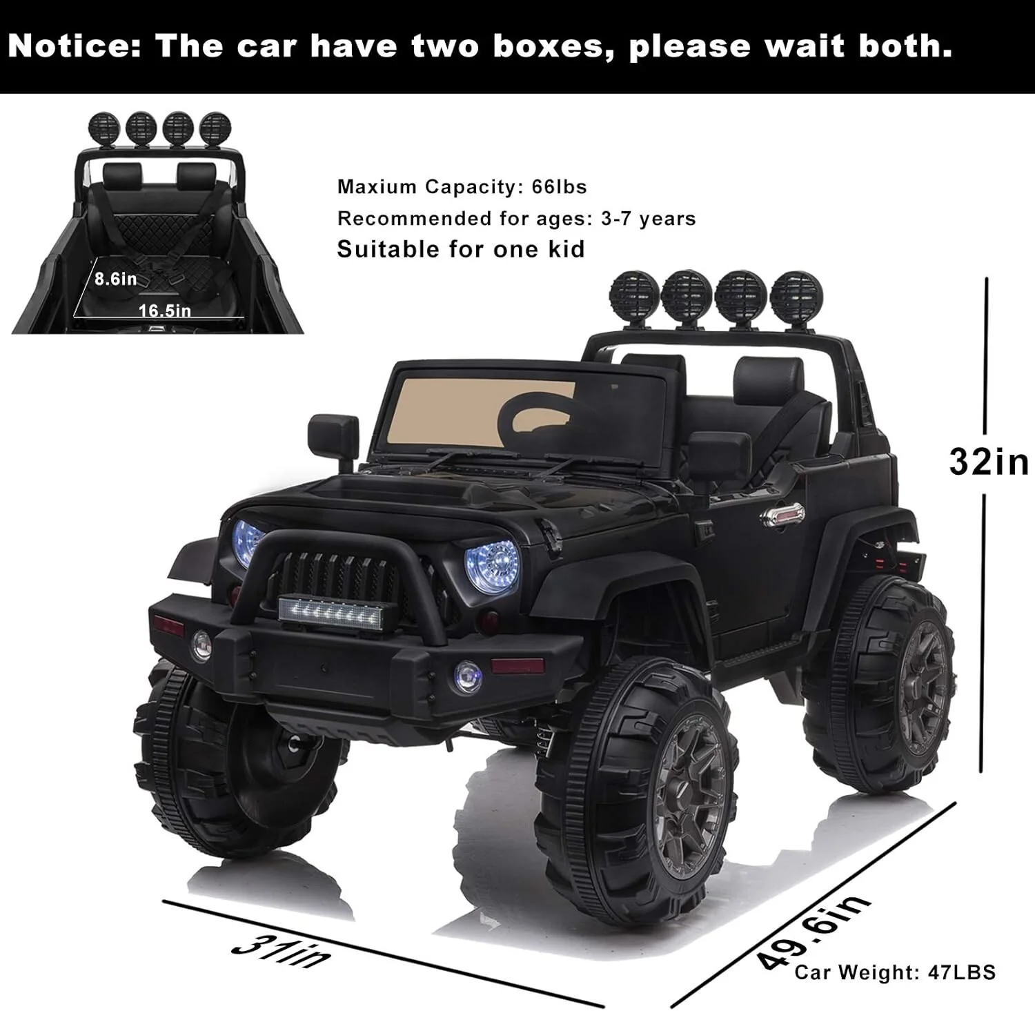 12V Electric Ride-On Pickup Truck for Kids with 3 Speeds and Remote Control - Image 5