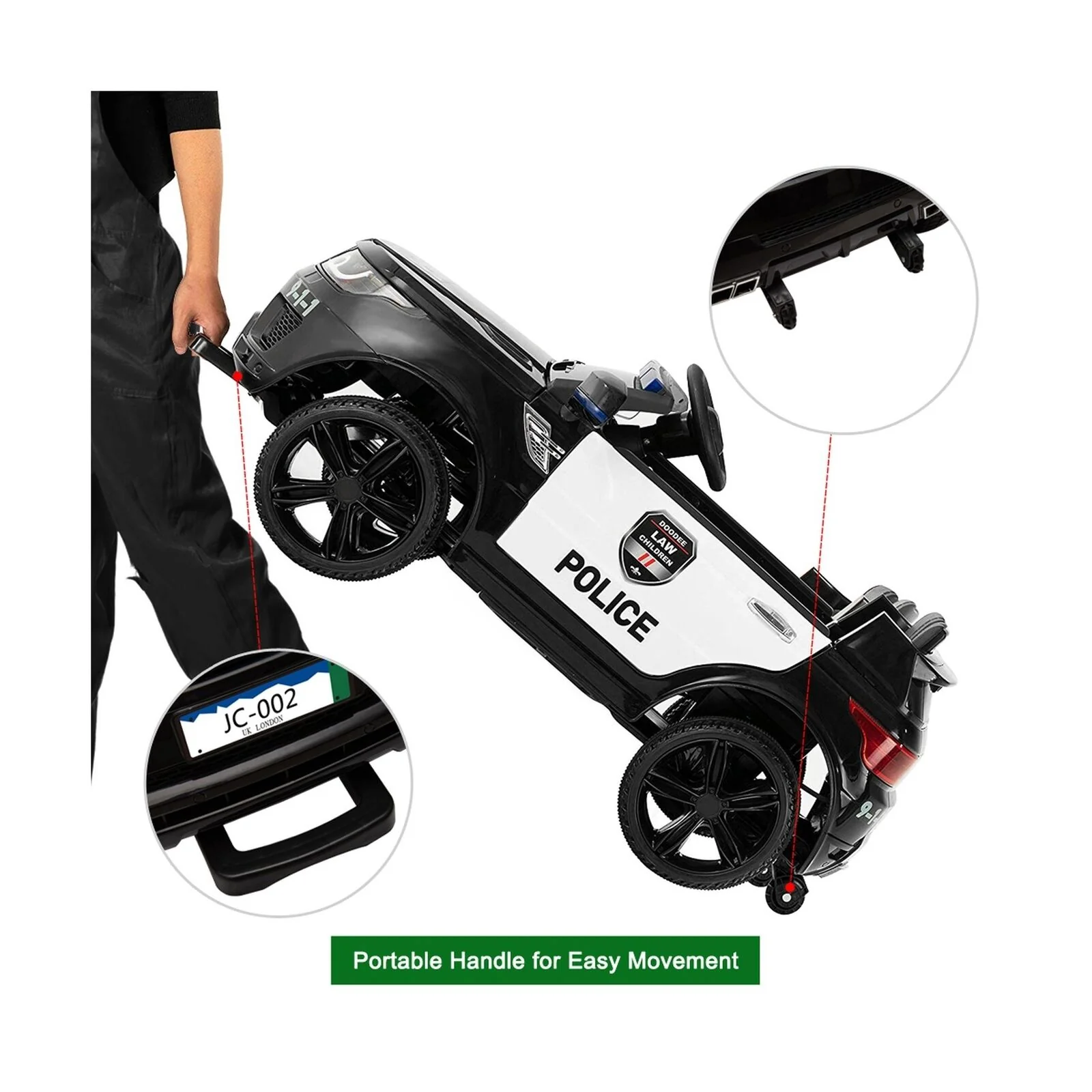 Zimtown Kids Police Electric Car with Double Drive and 12V Battery Motor - Image 4