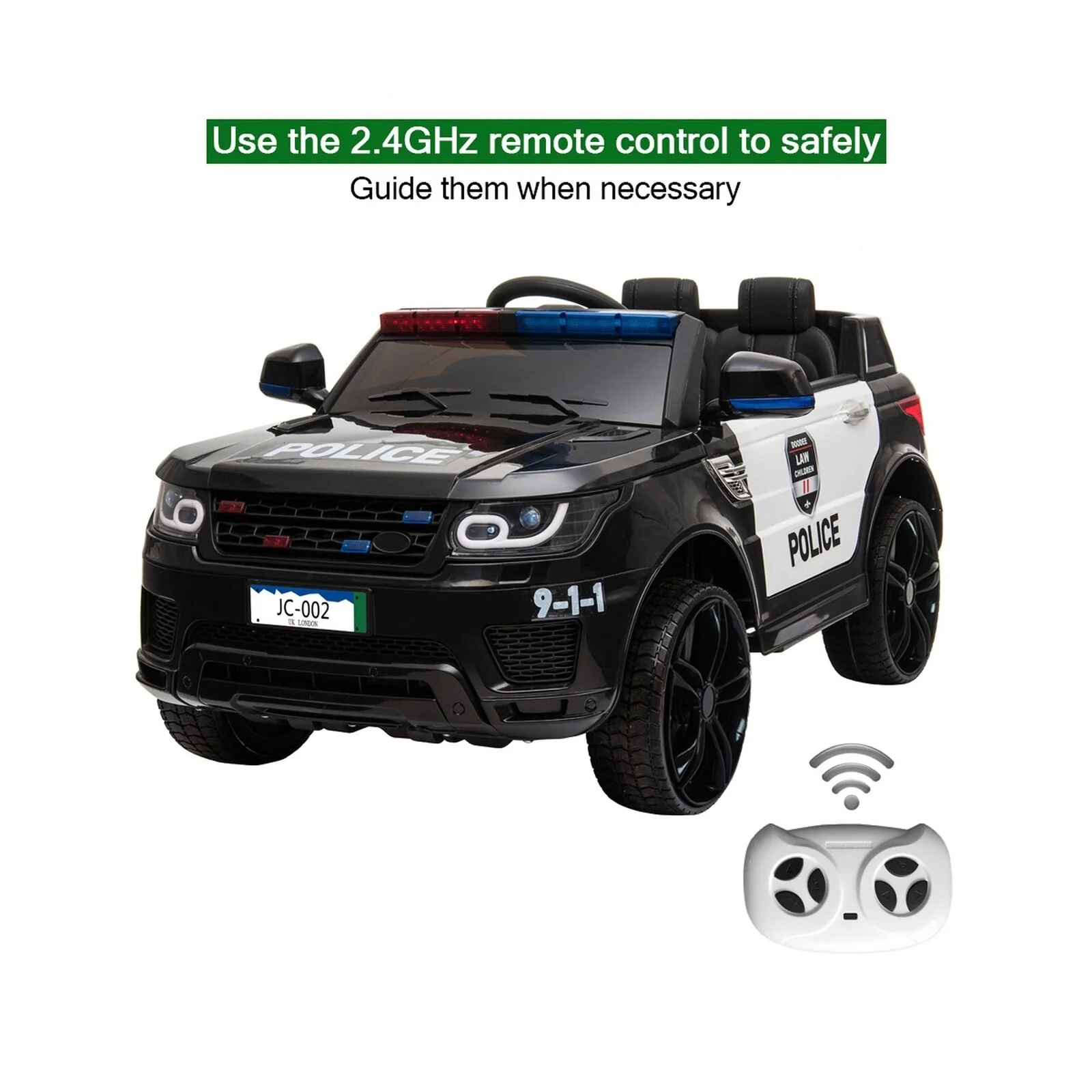 Zimtown Kids Police Electric Car with Double Drive and 12V Battery Motor - Image 7