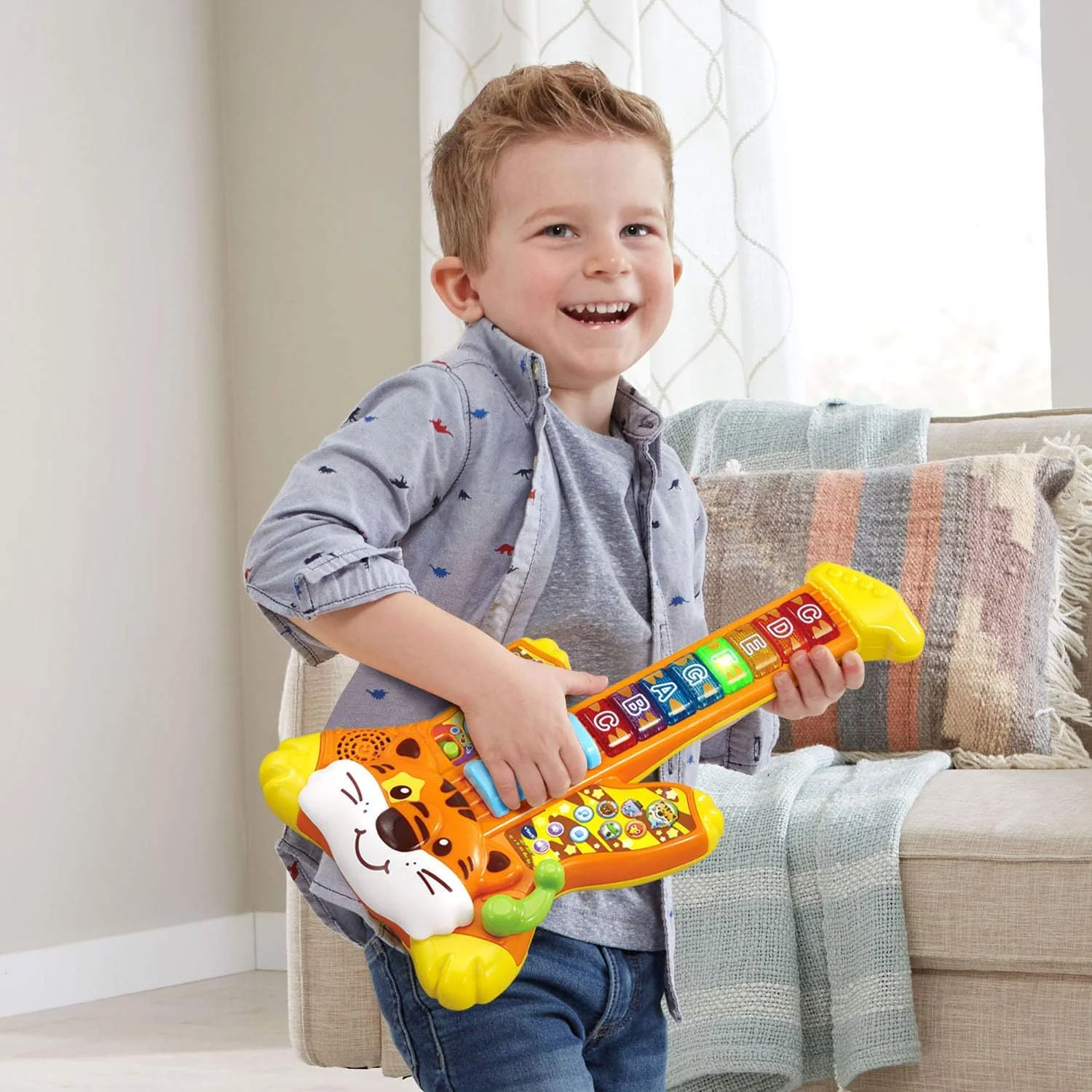 Tiger Rock Guitar by Zoo Jamz, Orange - Image 6